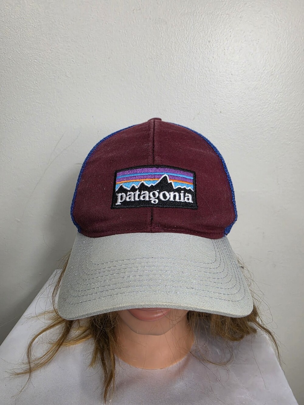 Patagonia Burgundy and Light Gray Trucker Hat with Logo